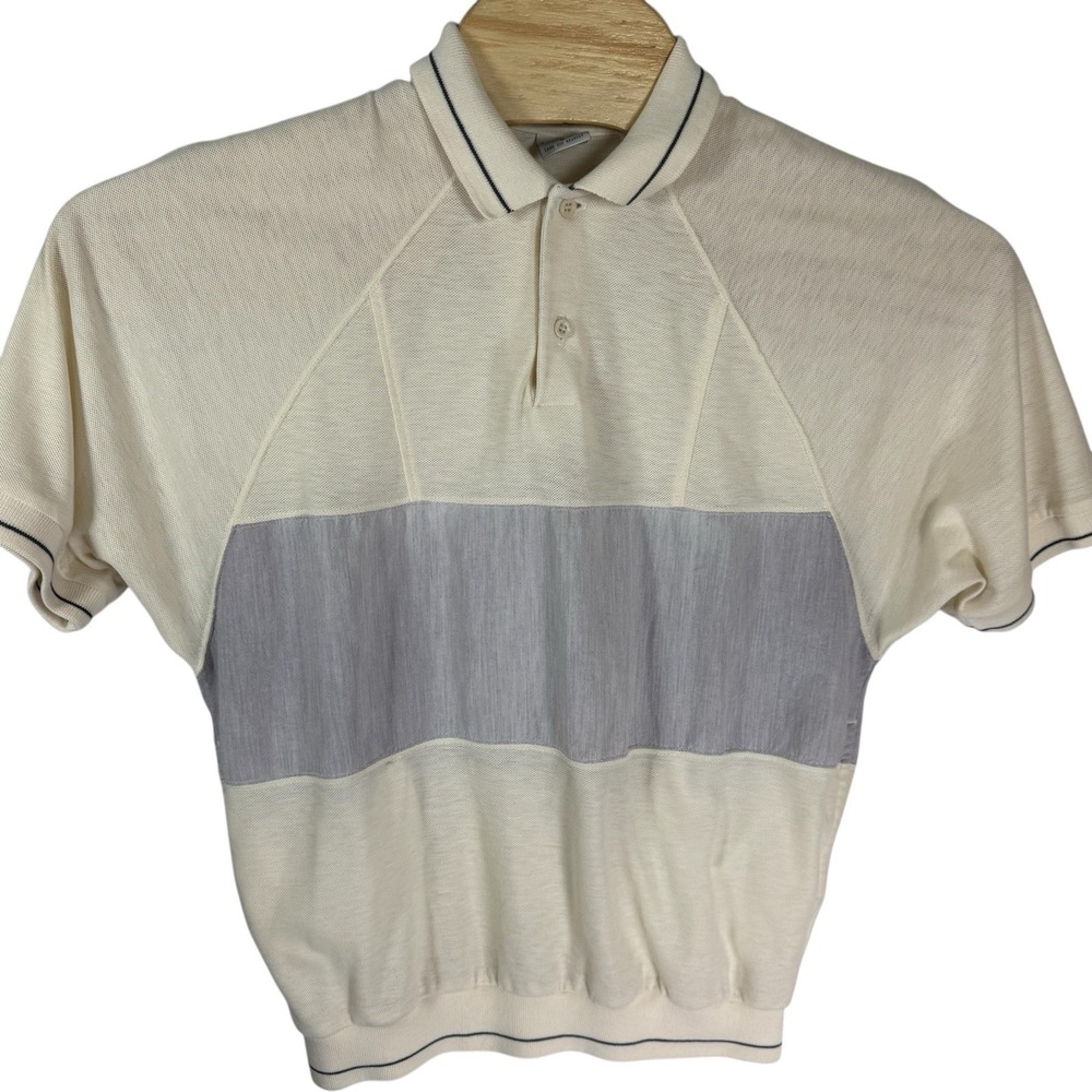 Jantzen Men Medium Made in USA Vintage 2 Tone Hip Pocket Polo Shirt